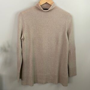 Lafayette 148 Tan Mock Turtleneck Cashmere Sweater M